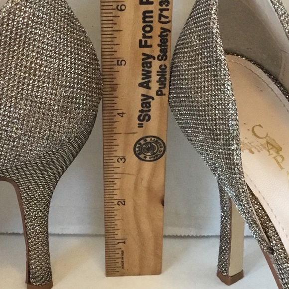 Caparros Baldwin Champagne Sparkle  Peep Toes Heel Pumps Stiletto - Picture 10 of 15